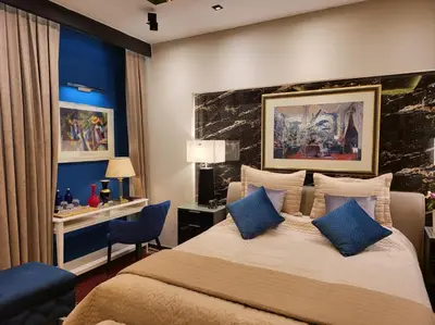Ein Bett oder Betten in einem Zimmer der Unterkunft NY-GOLDEN APARTMENTS-Dortmund Airport