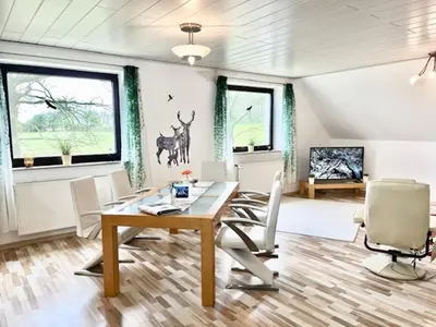 Ein Sitzbereich in der Unterkunft Ferienwohnung Rehblick in Reken - Ruhe & Erholung pur!