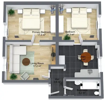 Grundriss der Unterkunft 75qm Luxusapartment in perfekter Lage