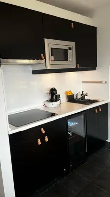 Küche/Küchenzeile in der Unterkunft BOSTEL 88 - Apartment, Altstadt, Klimaanlage, Aufzug, Hunde willkommen