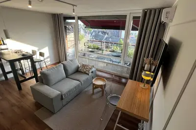 Ein Sitzbereich in der Unterkunft BOSTEL 88 - Apartment, Altstadt, Klimaanlage, Aufzug, Hunde willkommen