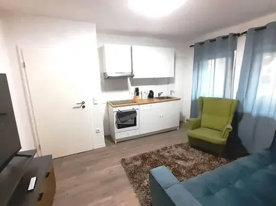 Küche/Küchenzeile in der Unterkunft Schöne Klasse Apartment nähe Veltins Arena