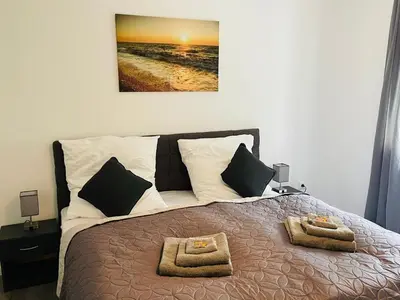 Ein Bett oder Betten in einem Zimmer der Unterkunft gemütlich*Nespresso*Netflix*Arbeitsplatz*Parkplatz