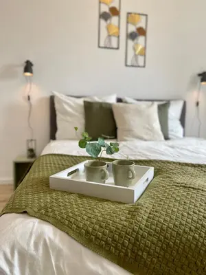 Ein Bett oder Betten in einem Zimmer der Unterkunft Perfekt für 5 - Stylisch & Zentral - Küche