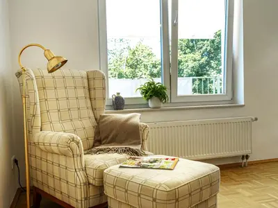 Ein Sitzbereich in der Unterkunft Penthaus Kranichholz