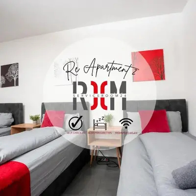 Serviceroom24 - Apartment 1 in Recklinghausen WLAN - Smart-TV - 24-7 Check-in und Küche