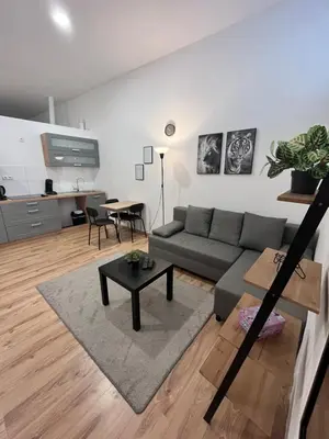 Ein Sitzbereich in der Unterkunft Apartment Central 10C 40qm Wi-Fi free Parking calm back house