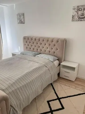 Ein Bett oder Betten in einem Zimmer der Unterkunft Stadtwohnung im Luisenviertel
