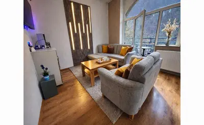 Ein Sitzbereich in der Unterkunft Comfort Apartments - Sky Bundesliga, PlayStation, Grill & Balkon - Haus Burgstadt