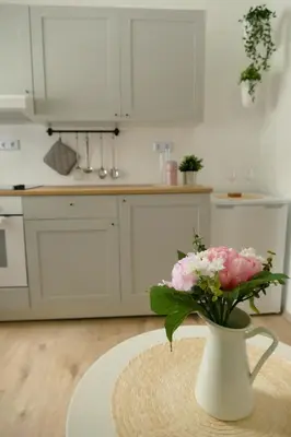 Küche/Küchenzeile in der Unterkunft Ferienwohnung Wengerner Mühle