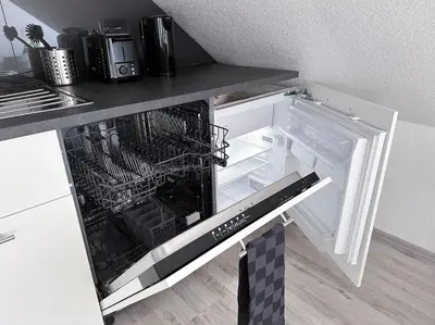 Küche/Küchenzeile in der Unterkunft Zentrale Wohnung für 4 mit Bett und Schlafcouch