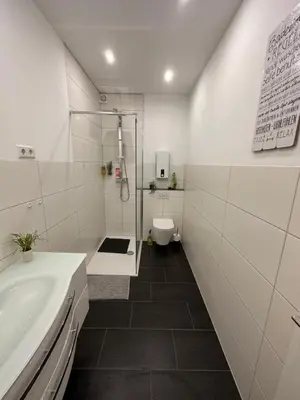Ein Badezimmer in der Unterkunft Ferienhaushälfte Knobloch