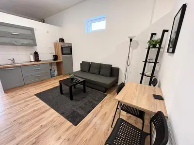 Küche/Küchenzeile in der Unterkunft Apartment Central 10A 40qm Wi-Fi free Parking calm back house