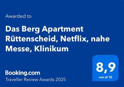 Ein Zertifikat, Auszeichnung, Logo oder anderes Dokument, das in der Unterkunft Das Berg Apartment Rüttenscheid, Netflix, nahe Messe, Klinikum ausgestellt ist