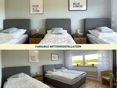 Ein Bett oder Betten in einem Zimmer der Unterkunft Stilvolles Apartment mit ländlichem Ausblick