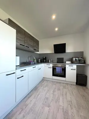Küche/Küchenzeile in der Unterkunft Stilvolles Apartment mit ländlichem Ausblick