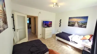 Ein Bett oder Betten in einem Zimmer der Unterkunft Perfect Apartment in Unna close to Dortmund