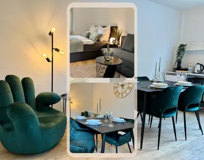 Ein Sitzbereich in der Unterkunft Design Apartment mit Balkon - Küche - Netflix