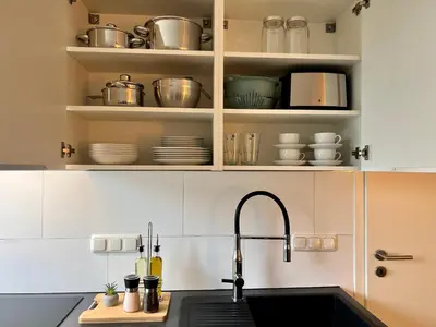 Küche/Küchenzeile in der Unterkunft Design Apartment mit Balkon - Küche - Netflix