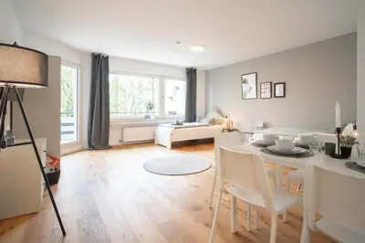 Ein Sitzbereich in der Unterkunft Cozy balcony apartment in Essen-Kupferdreh