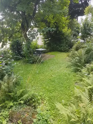 Ein Garten an der Unterkunft Altbauwohnung in Gründerzeitvilla