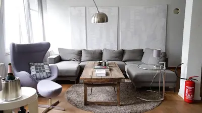 Ein Sitzbereich in der Unterkunft Boutique Loft Düsseldorf City für bis zu 6 Personen