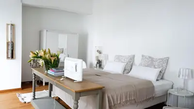 Ein Bett oder Betten in einem Zimmer der Unterkunft Boutique Loft Düsseldorf City für bis zu 6 Personen