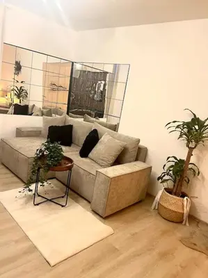 Ein Sitzbereich in der Unterkunft Modernes Loft mit Whirlpool, Sauna & Billardtisch