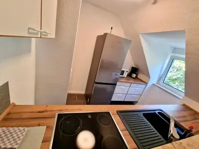 Küche/Küchenzeile in der Unterkunft Bis 4 Pers. 0,3 km zur City von Wuppertal – neuwertige Wohnung