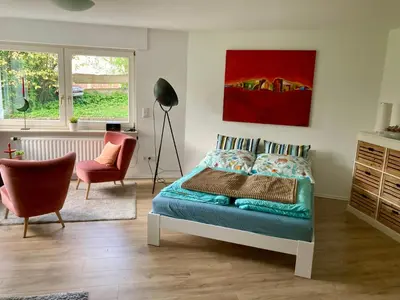 Ein Sitzbereich in der Unterkunft Ferienwohnung Green Village