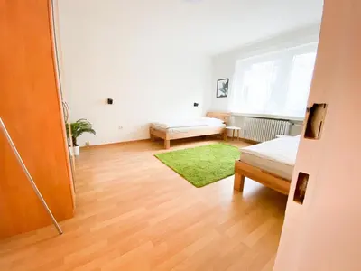 Ein Bett oder Betten in einem Zimmer der Unterkunft 1-5 Pers. 0,9 km zum Zentrum Remscheid, schön Wohnen, 105 qm