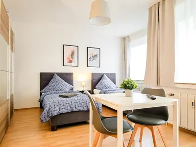 Ein Sitzbereich in der Unterkunft Centerline Apartments Solingen
