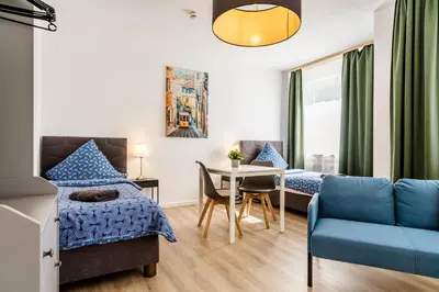 Ein Sitzbereich in der Unterkunft Centerline Apartments Solingen