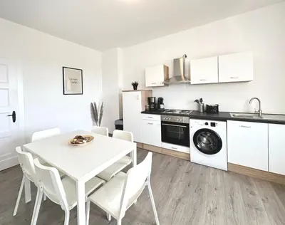 Küche/Küchenzeile in der Unterkunft Monteurwohnung mit Balkon