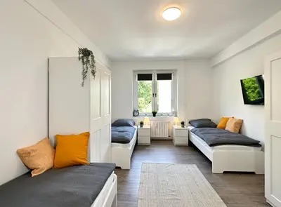 Ein Sitzbereich in der Unterkunft Monteurwohnung mit Balkon