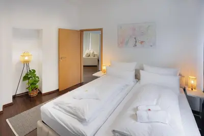 Ein Bett oder Betten in einem Zimmer der Unterkunft ruhrApartments - für 5 - Nähe A40 - fastWIFI - perfekt für Familien und Geschäftsreisen