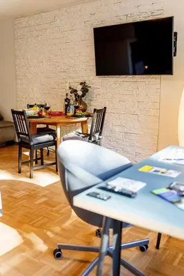 TV/Unterhaltungsangebot in der Unterkunft Modernes Apartment l Oasis l mit Balkon Nähe Hauptbahnhof