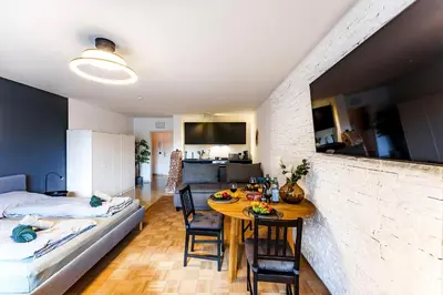 Küche/Küchenzeile in der Unterkunft Modernes Apartment l Oasis l mit Balkon Nähe Hauptbahnhof