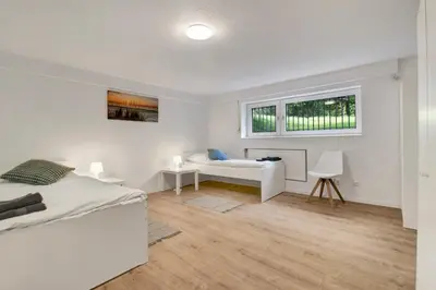 Ein Bett oder Betten in einem Zimmer der Unterkunft Stilvoller Bungalow in Selm-Cappenberg