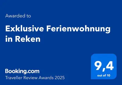 Ein Zertifikat, Auszeichnung, Logo oder anderes Dokument, das in der Unterkunft Exklusive Ferienwohnung in Reken ausgestellt ist