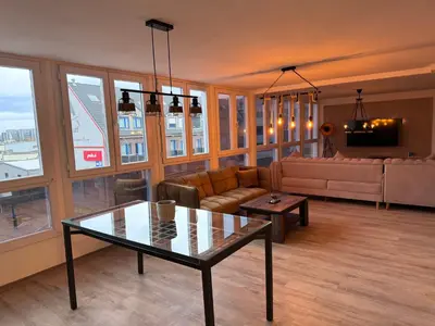 Ein Sitzbereich in der Unterkunft Penthouse wohnung ultra exlusive