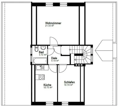 Grundriss der Unterkunft Ruhige 3 Zimmer Wohnung gut angebunden