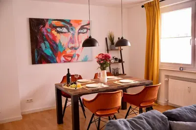 Ein Sitzbereich in der Unterkunft Stilvolles Apartment - Messe Rü Innenstadt