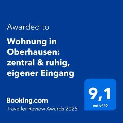 Ein Zertifikat, Auszeichnung, Logo oder anderes Dokument, das in der Unterkunft Wohnung in Oberhausen: zentral & ruhig, eigener Eingang ausgestellt ist