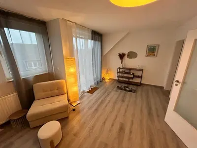 Ein Sitzbereich in der Unterkunft gemütliche 3 Zi Wohnung & Garage Essen Messe