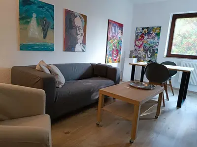 Ein Sitzbereich in der Unterkunft Gruga Apartment an der Messe