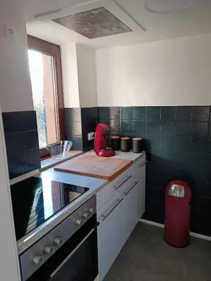 Küche/Küchenzeile in der Unterkunft Gruga Apartment an der Messe