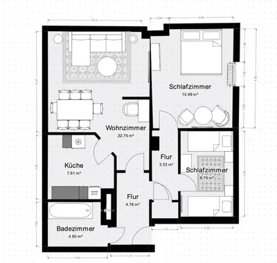 Grundriss der Unterkunft Über den Dächern von Witten bis 6P