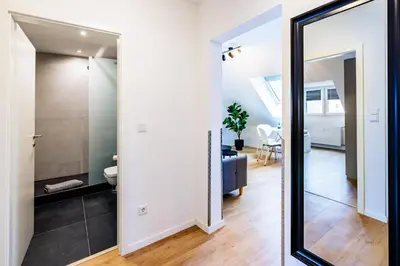 Ein Badezimmer in der Unterkunft Glück Auf Appartements Herkulesstrasse Essen