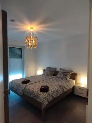 Ein Bett oder Betten in einem Zimmer der Unterkunft Wohnung in Werne